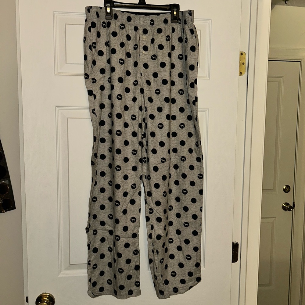 PINK Victoria's Secret Gray Sleepwear with Black Polka Dots